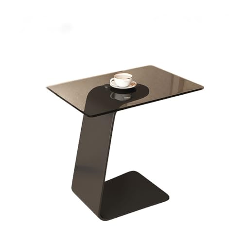 Pequeña mesa de centro de cristal templado moderna para sala de estar, mesa esquinera móvil para balcón, mesa auxiliar versátil para el hogar y los juegos.