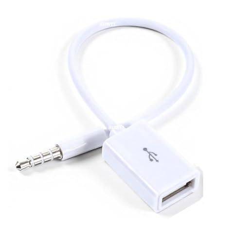 Image of RUWEL AUX to USB Adapter, 3.5mm Male Audio Jack to USB 2.0 Female Converter Cable, Only Work for Car AUX-in with MP3 Decoder, Not for Headset, Speakers, Phone,Computers, Camera,Microphone, Monitor
