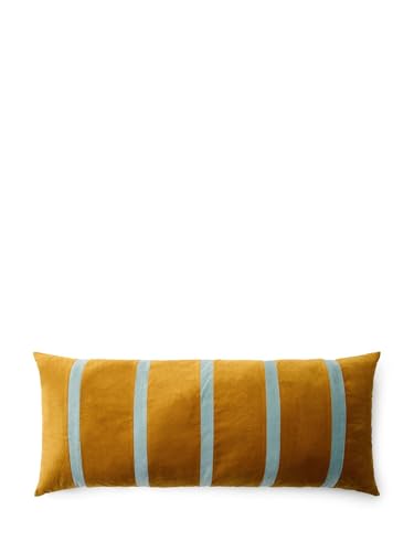 ESSENZA Dekokissen Isole Ocker, 40x90 cm - 100% Baumwollsamt - Streifen