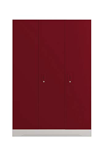 Image of GODREJ INTERIO Slimline Steel Wardrobe Textured Carmine Red,3 Door