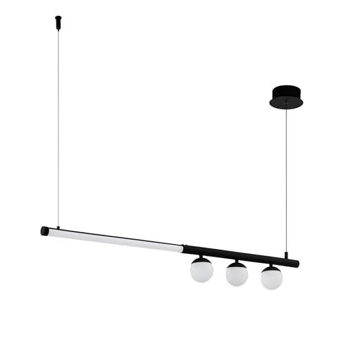 Suspension LED Phianero Eglo luminaire moderne 4 ampoules salon acier noir 100 cm