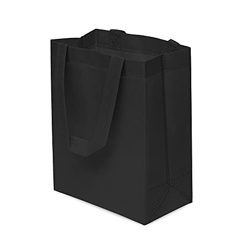 Reusable Gift Bags - 12 Pack Small Totes With Handles, Black Eco Friendly Fabric Cloth For Shopping, Merchandise, Events, Parties, Take-Out, Boutiques, Retail Stores, Small Business Bulk - 8X4X10 #TOP5