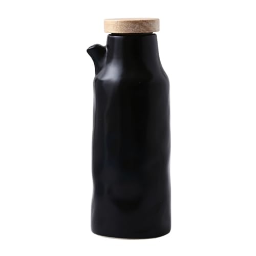SBCGFY Tarro de Aceite de cerámica, Bote de Aceite de cerámica, Botella de Salsa de Soja, Botella Simple de Cocina para cocinar en la Cocina(Negro 7x18cm)