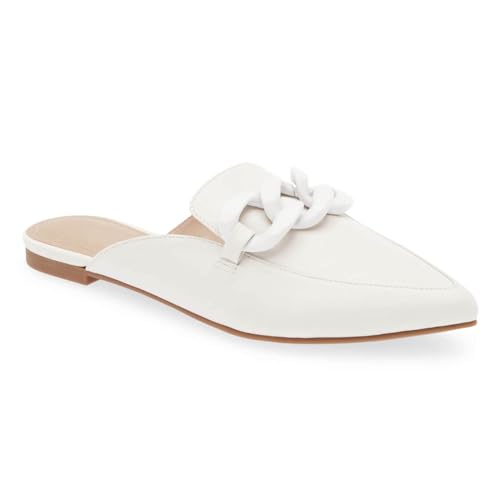 Image of Juliet Holy Womens Mules Flats Pointed Toe Backless Loafers Slip on Metal Chain Slides