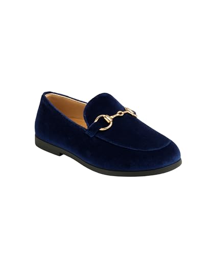 Boys Velvet Horsebit Navy Blue Loafer Slip On Shoes Wedding Prom Party Formal Footwear Size Child 8