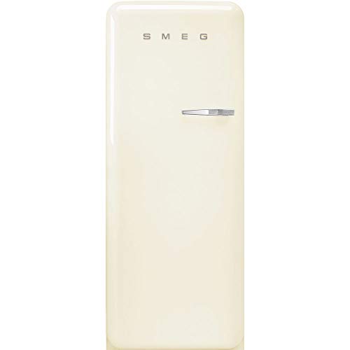 Smeg FAB28 50's Retro Style Aesthetic Top Freezer Refrigerator with 9.93 Cu Total Capacity, Multiflow Cooling System, Adjustable Glass Shelves 24-Inches, Cream Left Hand Hinge Made In Italy