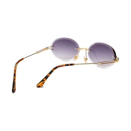 Lunettes de soleil de luxe sans monture style steampunk ovale rétro chic
