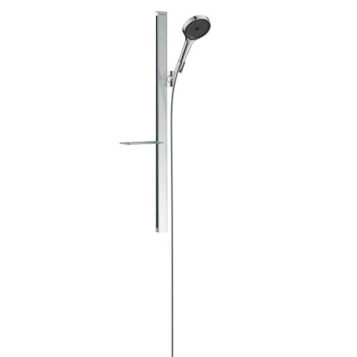 hansgrohe wassersparendes Duschsystem Rainfinity ( Duschkopf, Stange 90cm, Seifenschale, 3 Strahlarten) chrom