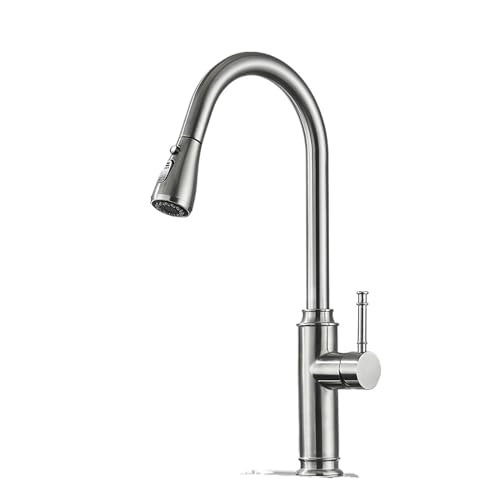 Robinet de cuisine en nickel brossé avec bec extractible et mitigeur d'évier pivotant