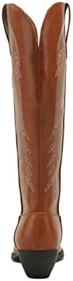 Soda COWBOY ~ Women Western Stitched Pointe Toe Mid Heel Tall Shaft Fashion Boots (7.5, COGNAC PU, numeric_7_point_5) | Image 1
