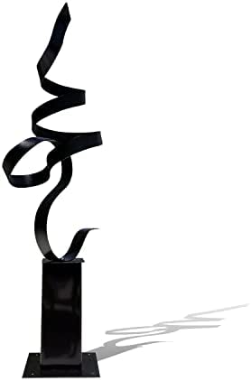 Statements2000 48" Large Metal Yard Sculpture, Indoor-Outdoor Garden Statue by Jon Allen Metal Art, Black Perfect Moment, Black Base