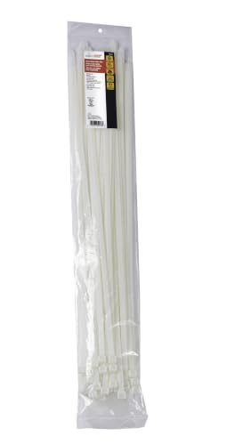 Image of Gardner Bender 46-424 Heavy-Duty Cable Tie, 24 inch, 180 lb, Electrical Wire and Cord Management, Nylon Zip Tie, 50 Pk, Natural White