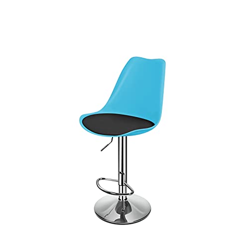 Magshion Set Of 2 Swivel Plastic High Back Bar Stool With Pu Leather Seat Pad Chrome Air Lift W/Footrest Multi Color (Blue) #TOP4