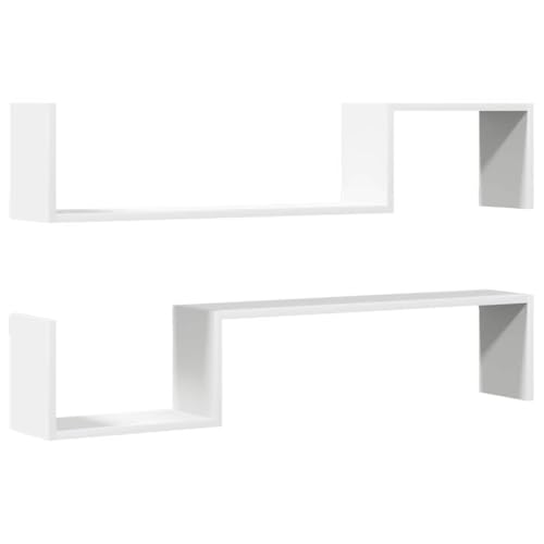 vidaXL Étagères Murales 2 pcs, Supports Suspendus, Tablettes Flottantes, Meubles de Salon Salle de Séjour Maison, Blanc Bois d'Ingénierie