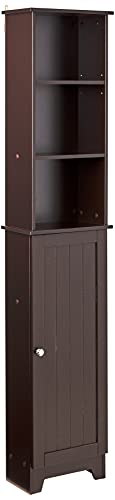 Redmon Contemporary Country Tall Floor Shelf with Lower Cabinet, One Size, Espresso