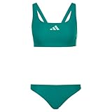 adidas Mujer 3 Stripes V-Back Bikini Swimwear, Equipment Green/Clear Mint, 40