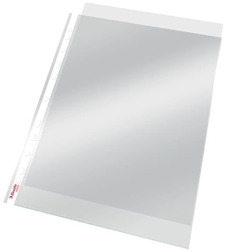 Esselte Standard Prospekthüllen-Set, 100 Stück, A4 Format, Farblos mit glänzender Oberfläche, Obere Öffnung, 0,055 mm PP-Folie, 56066