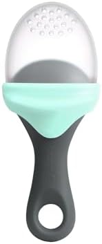 Boon Selüloz Silikon Bebek Meyve Besleyici - Yumuşak Silikon Bebek Besleme - Meyve ve Sebze Bebek Led Sütten Kesme Malzemeleri - Bebek Besleme Temelleri - Yeşil/Nane - 1 Adet - Görsel 1