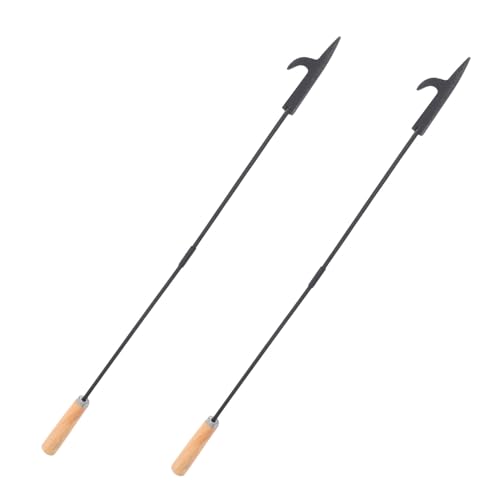 FIXOSHEE Attizzatoio per Caminetto 2 Pezzi in Metallo con Manico in Legno, Attrezzo Portatile per Braciere e Barbecue, Smontabile per Uso Interno ed Esterno, per Falò e Stufa a Legna