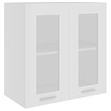 vidaXL Armoire vitrée Murale Lyon, 60x31x60 cm, Bois reconstitué & Verre, Blanc, Meuble Suspendu, Rangement Salle de Bain & Cuisine, Organisateur Maison
