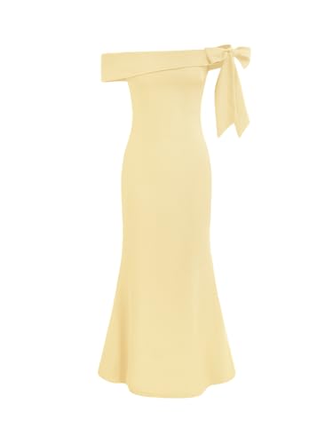 CIDER Maxi Dress Off Shoulder Bowknot Asymmetrical Mermaid Dress Middle