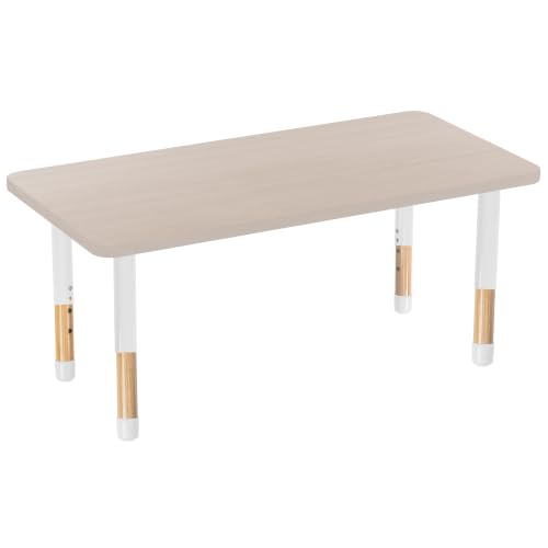 Image of Factory Direct Partners 24 inch x 48 inch Rectangle Kids Classroom Table with Adjustable Chunky Wood Legs
