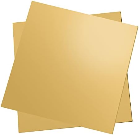 2 Pcs Brass Sheet, 6" x 6"/8" x10", 24 Gauge(0.51mm) Thickness, No Scratches, Film Attached Brass Plates (2, 6" x 6", 20 Gauge(0.8mm))