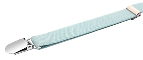 Sunnytree Suspenders For Boys And Bow Tie Set Adjustable Elastic 30 Inches Mint Green #TOP2