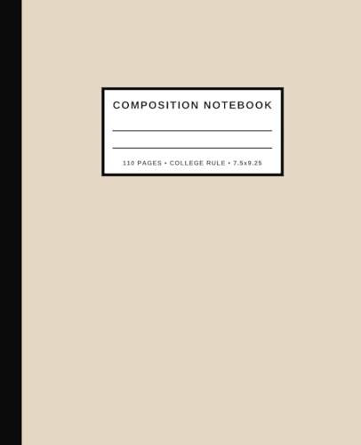 Minimalistic Beige Composition Notebook College Ruled | 7.5" x 9.25"