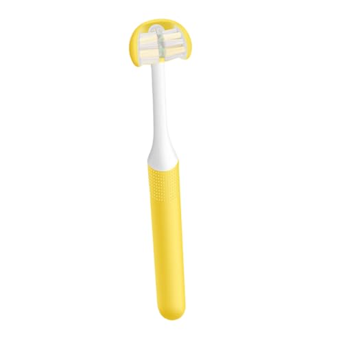 Brosse à dents à 3 faces adulte poils souples pour nettoyage bucco-dentaire jaune