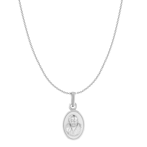 Pendentif en argent sterling Sai Baba anti-allergie avec chaîne robuste mixte