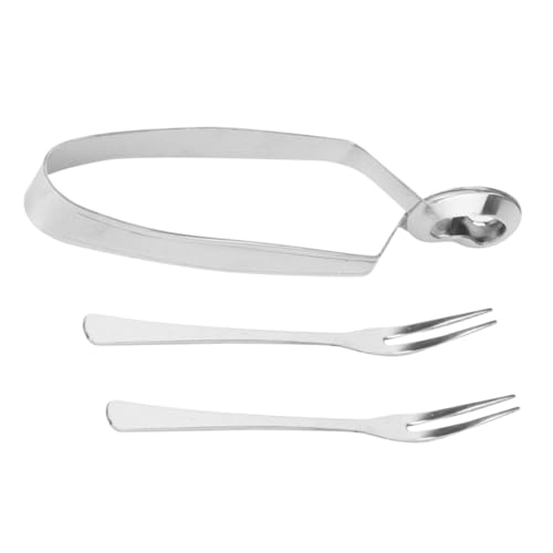 NUOBESTY Lot de 3 Pinces à Escargots en Acier Inoxydable 1 Pince 2 Fourchettes Compact et Empilable Accessoires de Service pour Fruits de Mer Restaurant et Usage Domestique