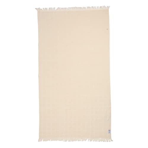 Infusezen Thin Turkish Towel With Terry Cloth Lining– 100% Cotton Lightweight Towel For Bath Or Beach – Large Peshtemal 36” – 64” (Cream) #TOP1