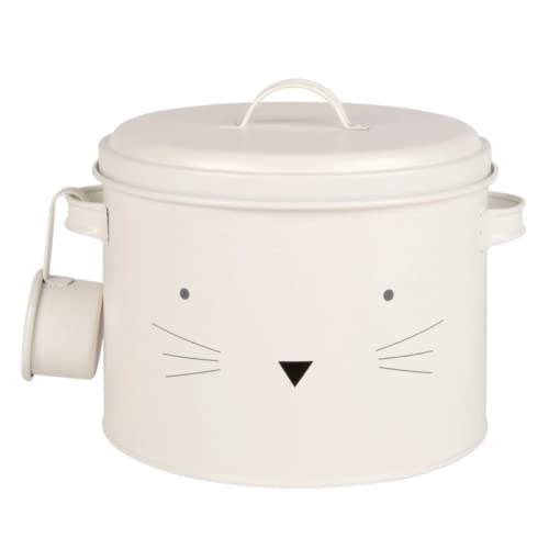 HENRIKS- Boite croquette chat- Conteneur croquette chat- Couvercle hermétique anti-odeur, Beige scandinave, 5L, Boite à croquettes chat