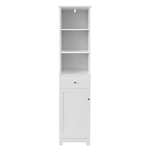 SoBuy BZR17-W Mueble Columna de baño, Armario Alto baño,161 x 40 x 35 cm,ES