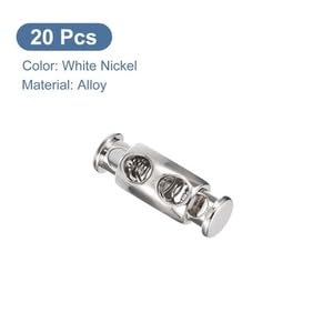 #US 20pcs Double Hole Spring Stop Toggle Stopper String Cord Locks White Nickel