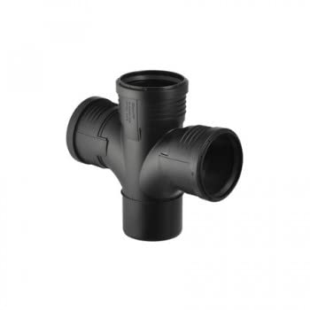 Geberit 390567141 Silent-PP - Distribuidor doble (máx. 87,5 grados, con manguitos, DN 110/110/75)