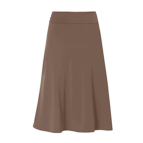 Falda lápiz para mujer hasta la rodilla, falda midi midi elegante, falda acampanada para mujer, monocolor, falda de verano, plisada, falda de playa, falda enrollada, falda larga para mujer, caqui, XL