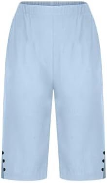 Women's Linen Capri Pants Straight Leg Lightweight Knee Length Summer Shorts Cotton Linen Blend Beach Pants with Pocket - Image 6