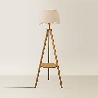 ValueLights | Morrigan Rich Wood Tripod Floor Lamp with Natural Scallop Lamp Shade and Bulb | Floor Lamps, Home Décor & Improvement Essential