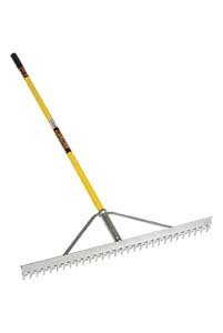Structron 11100 24" Head Screening Rake, 66" Yellow Fiberglass Handle, Cushion Grip