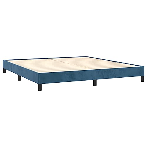 Tino Tech Doppelbett Polsterbett Bettrahmen Modernes Bettgestell Bed Gästebett Bettgestell Dunkelblau 180x200 cm Samt