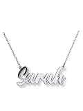 ➤ Collar con nombre personalizado de plata de ley | Collar con nombre personalizado, colgante de corazón, regalo delicado para ella (plata de ley 925)