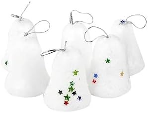 Foam Snowy Hanging Bells for Christmas Tree Decorations, Pack of 6 pcs