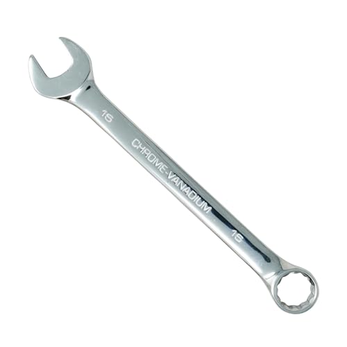 Image of Dapetz ® 16mm Combination Spanner Fixed Head Open End Ring Wrench Mirror Polished Chrome Vanadium Steel Metric Hand Tool Heavy Duty