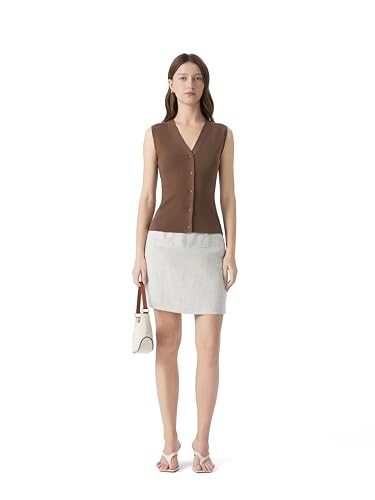 Image of SUUKSESS Women Sleeveless Sweater Tops Summer V Neck Button Down Vest Tops Business Casual Work Shirts
