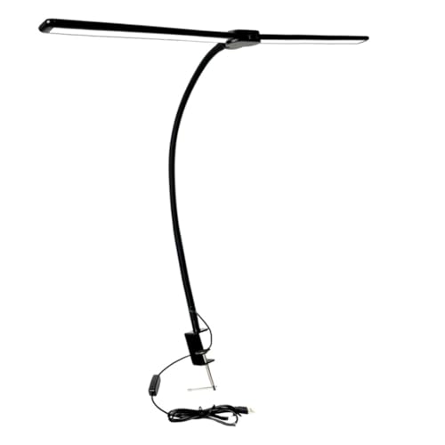 Lampe de bureau LED à pince double tête pliable pour grand espace de travail