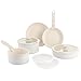 GreenChef Clickpan 11-teiliges Kochgeschirr-Set mit abnehmbaren Griffen, Stapelbar, PFAS-freie Keramik-Antihaftbeschichtung, Induktionsgeeignet, Ofenfest bis 220 °C, Spülmaschinenfest, Cremefarben