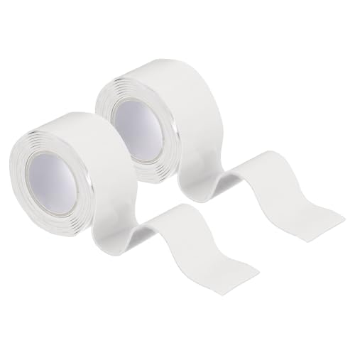 Image of uxcell 2 Pcs Self Fusing Silicone Tape, 1 inch x 3ft Waterproof Water Leak Sealing Tape for Plumbing Pipe Hose Repair Handles, White (0.5mm Thick)