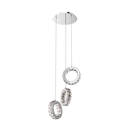 Plafonnier suspendu en cristal DEL luxueux fini chrome